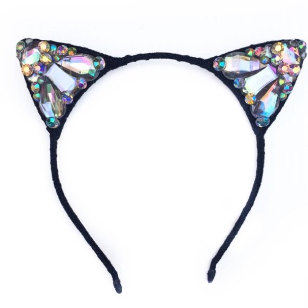NWOT Light Up Black Cat Ear Headband